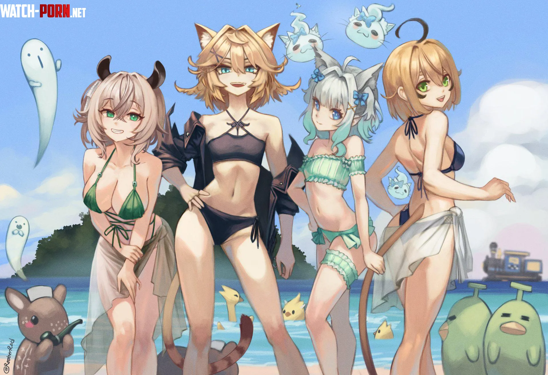 Summer Nimi, Doki, Mint, and Dooby [Indie VTubers] by A_MASSIVE_PERVERT