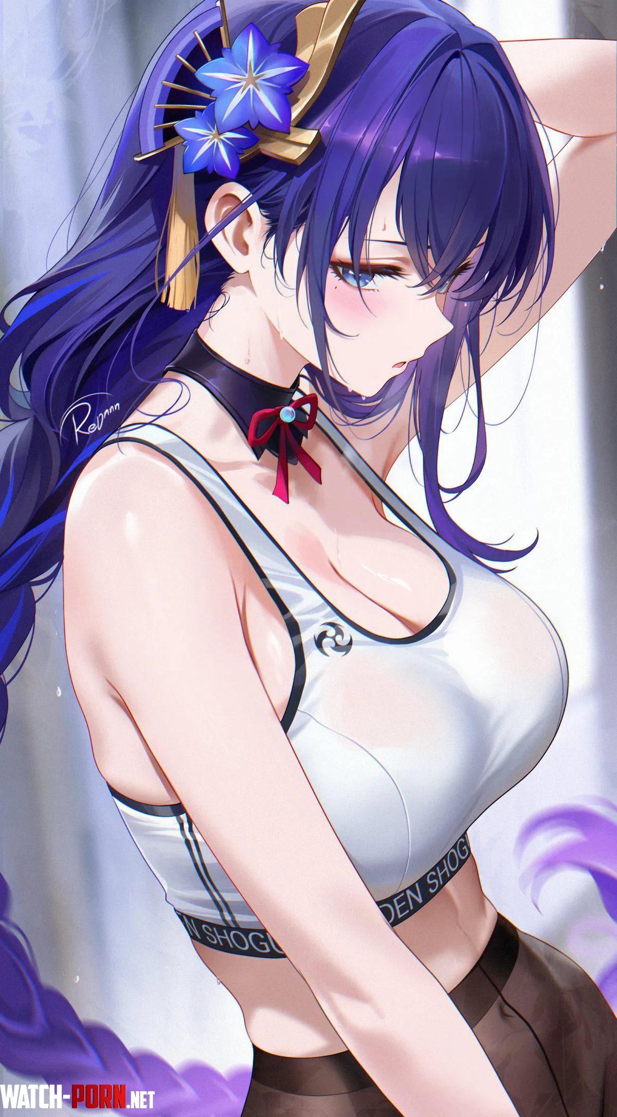 Raiden did exercise in sports bra (Re0n) [Genshin Impact] by elegantloveglimmer