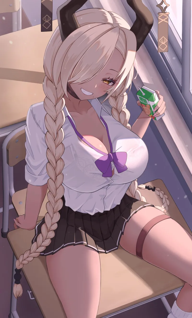 Thumbnail Admirable Thighs Displayed by Owari in Skirt - thepopeofkeke