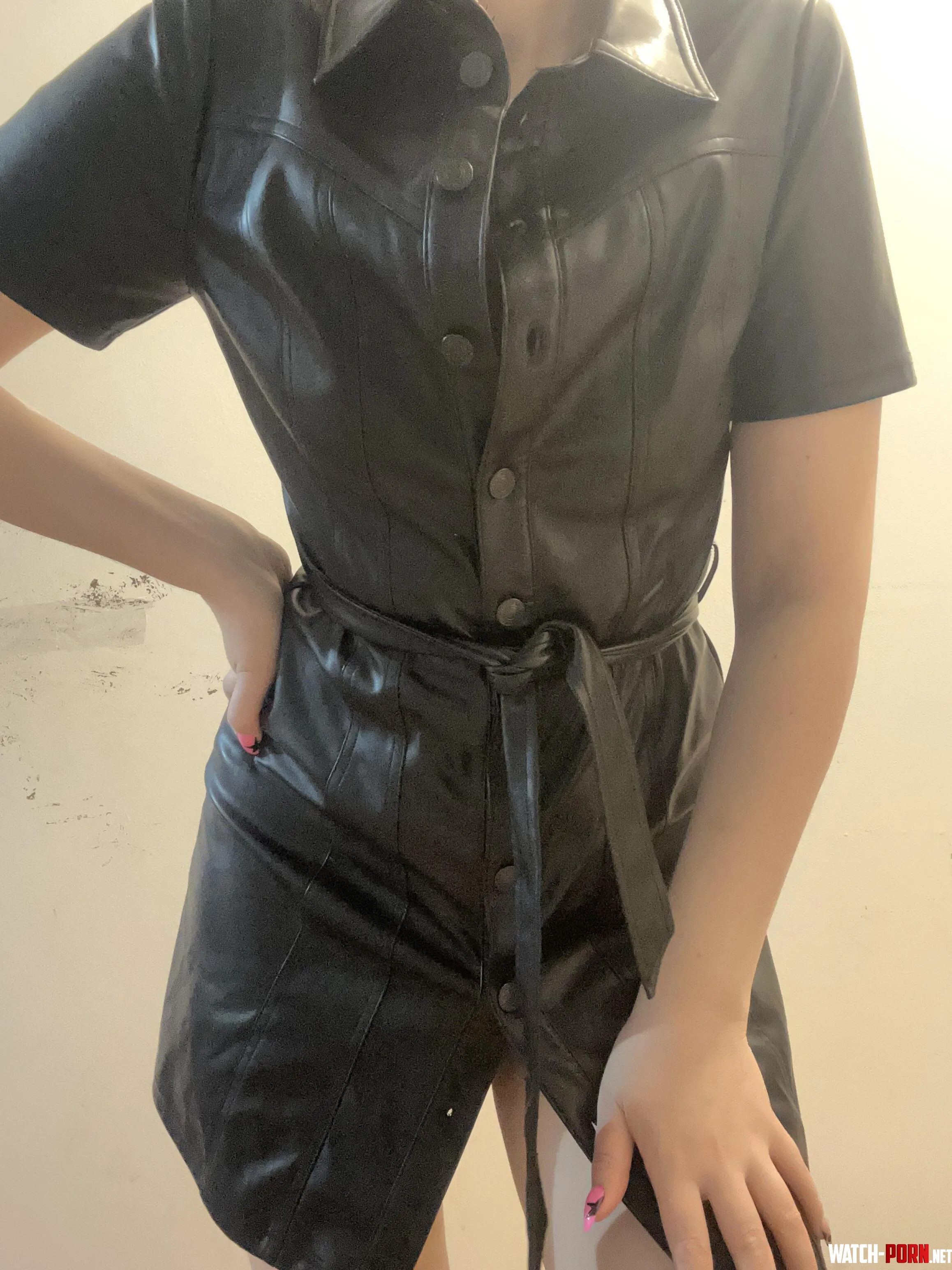 new black leather dress by Sabine_heelsland