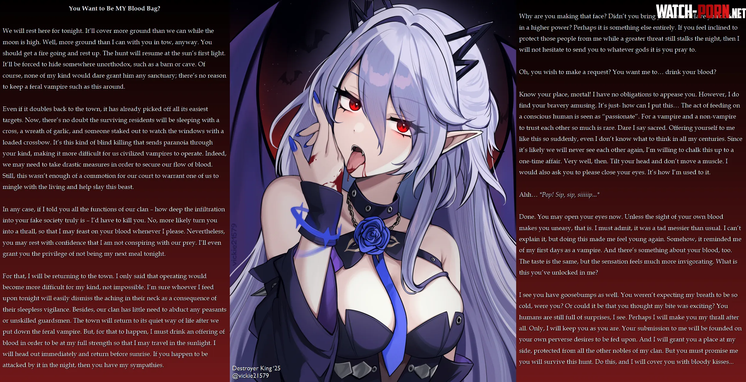 You Want to Be MY Blood Bag? [vampire] [biting] [blood] [ambiguous reader] [no sex] [artist: @vickie21579] by dstryr_k