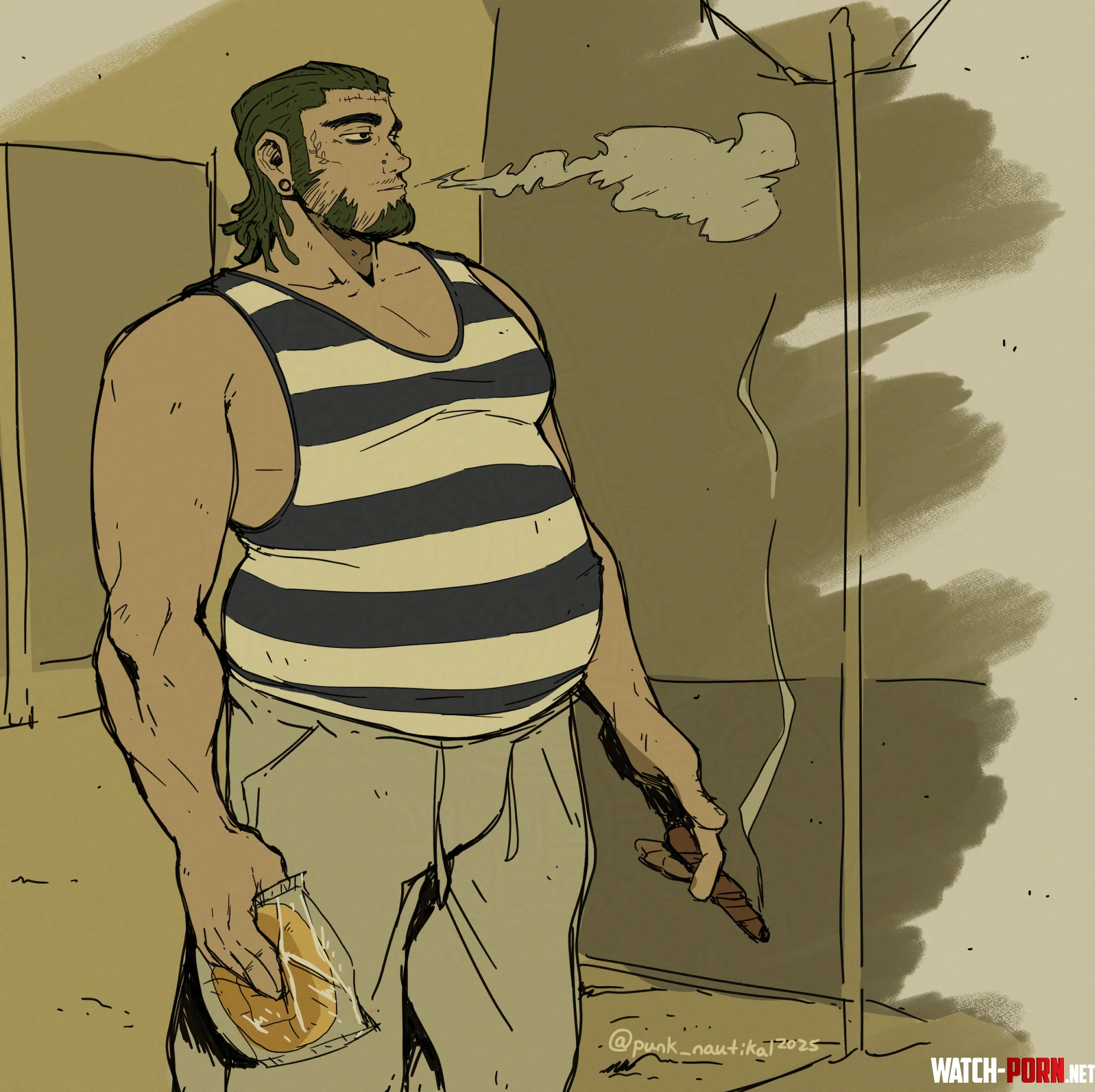 Stoner guy chilling with a smoke and honey bun [OC] by punk_nautikal