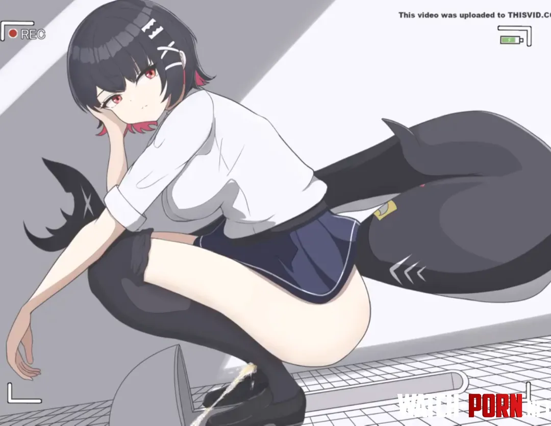 Squat peeing shark(?) Girl by Chunkblob