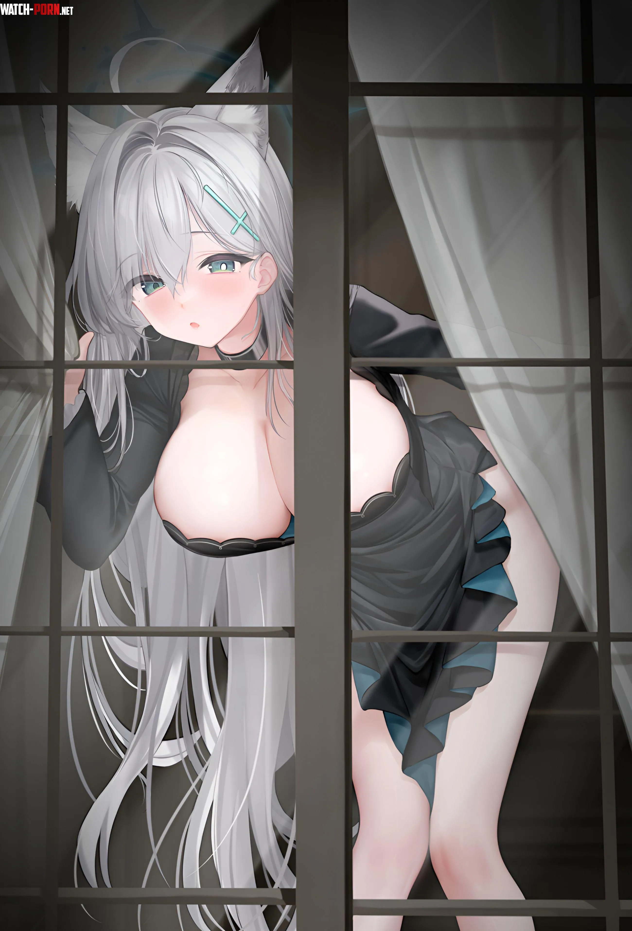 Shiroko Terror looking through a window by marxsander2016