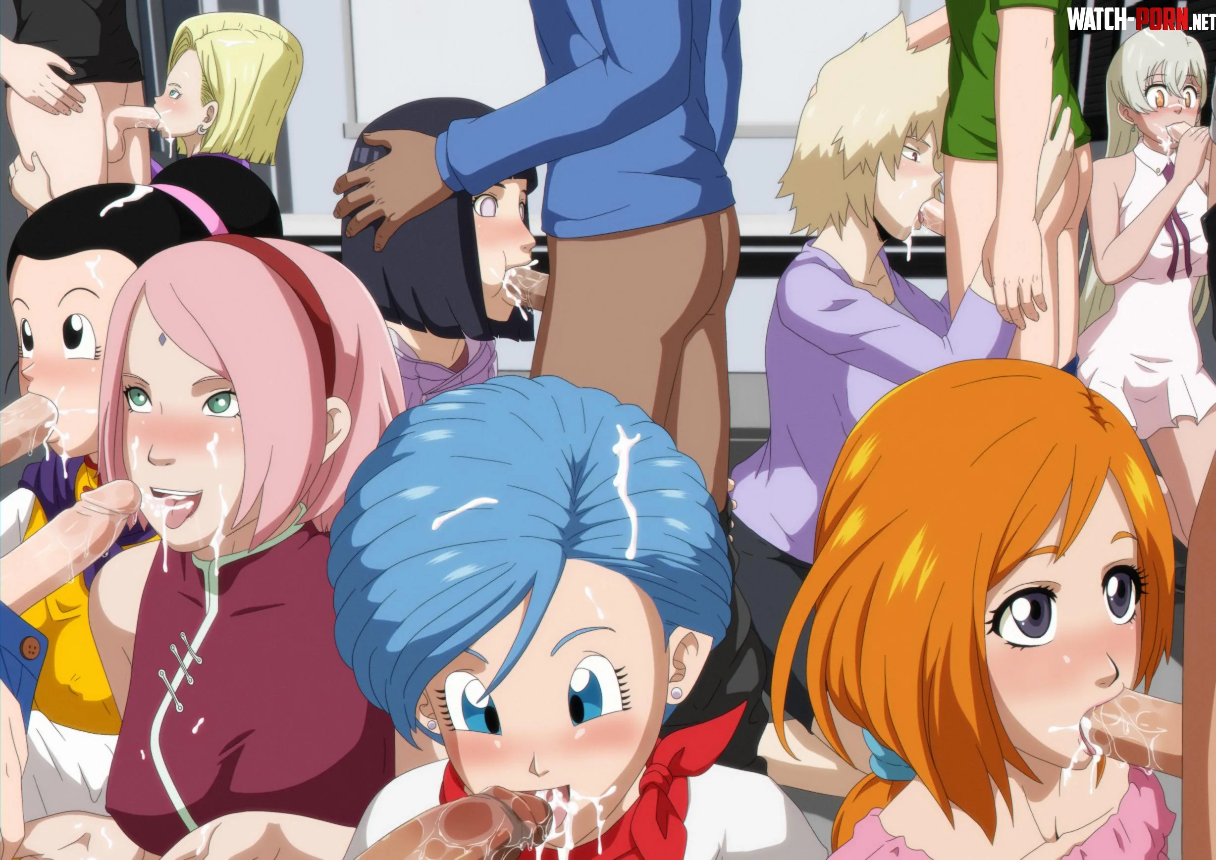 Orhime, Hinata, Sakura, Bulma, Chi-Chi, Android 18, Mitsuki & Elizabeth [Bleach] x [Naruto] x [Dragon Ball] x [My Hero Academia] x [Seven Deadly Sins] (PopBlackCherry) by MaskedFanaticX