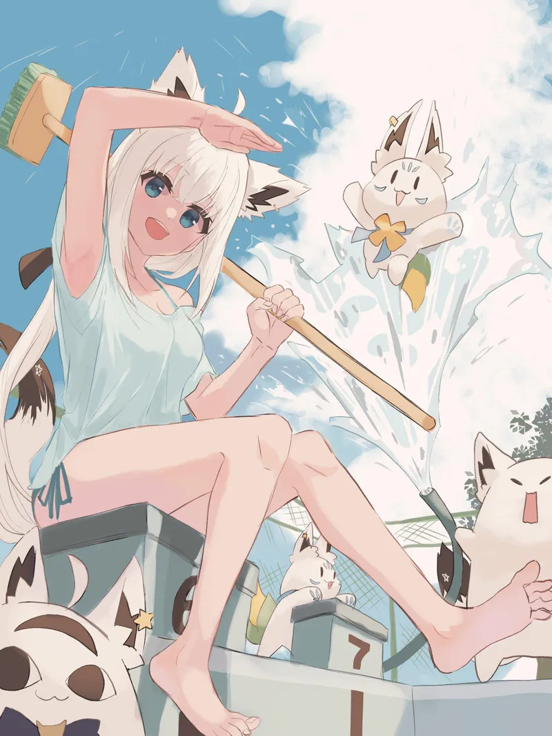 Thumbnail Pool Cleaner Fubuki from Hololive by A_MASSIVE_PERVERT | animearmpits