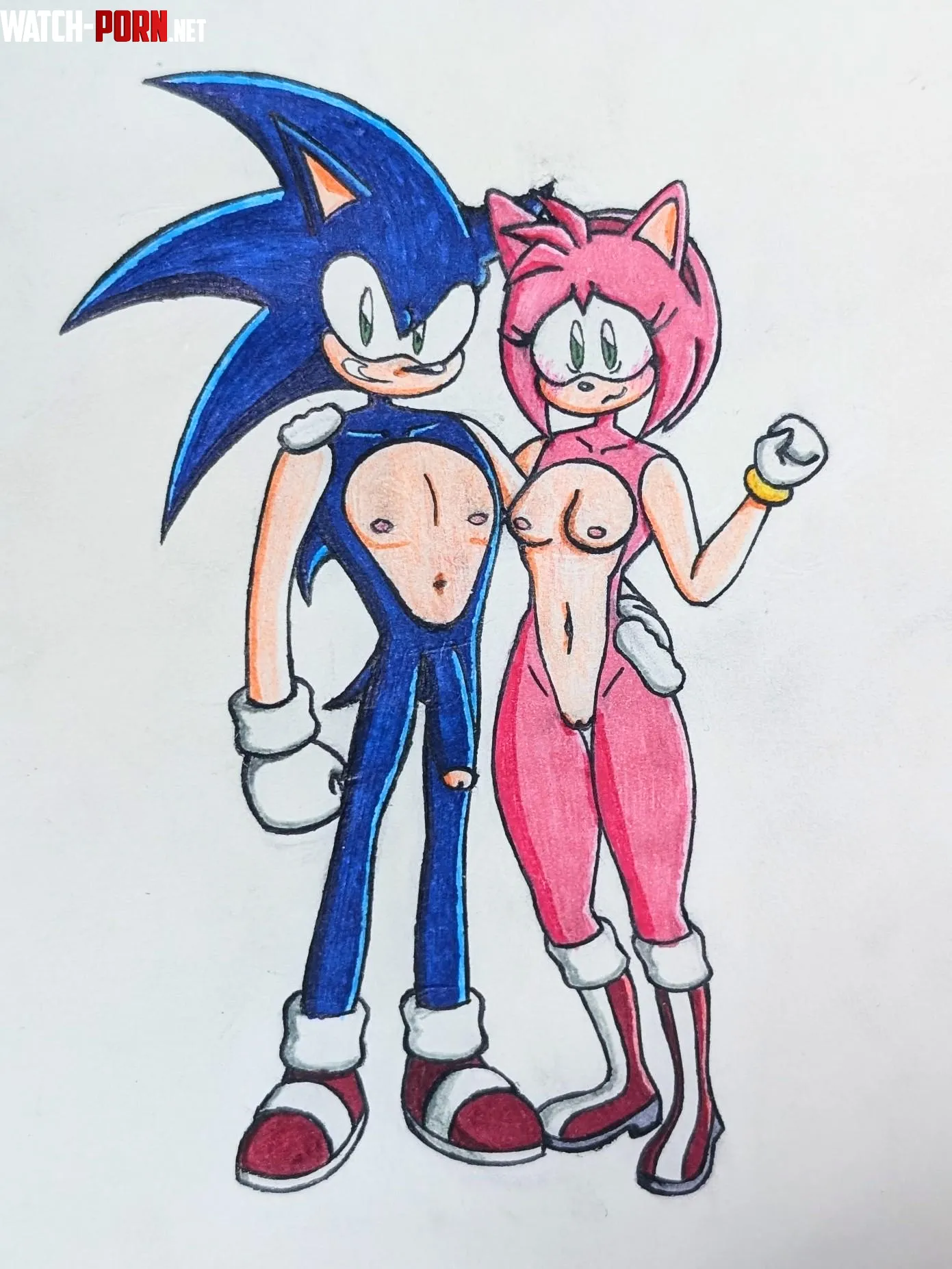 Sonic showing off Amy by Itchy-Stress9262