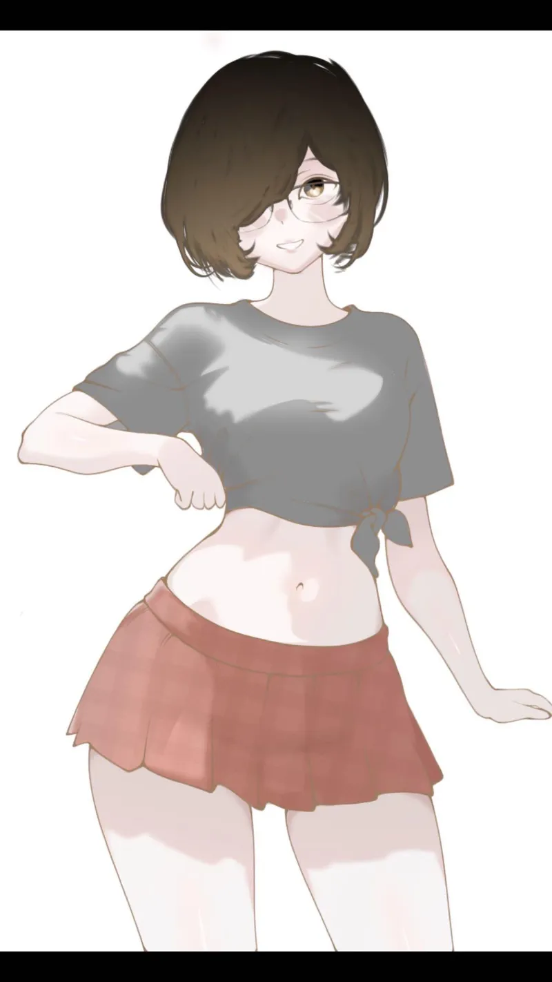 Thumbnail OC Nerdy Girl in Cute Skirt by 123sailor in AnimeMidriff Category