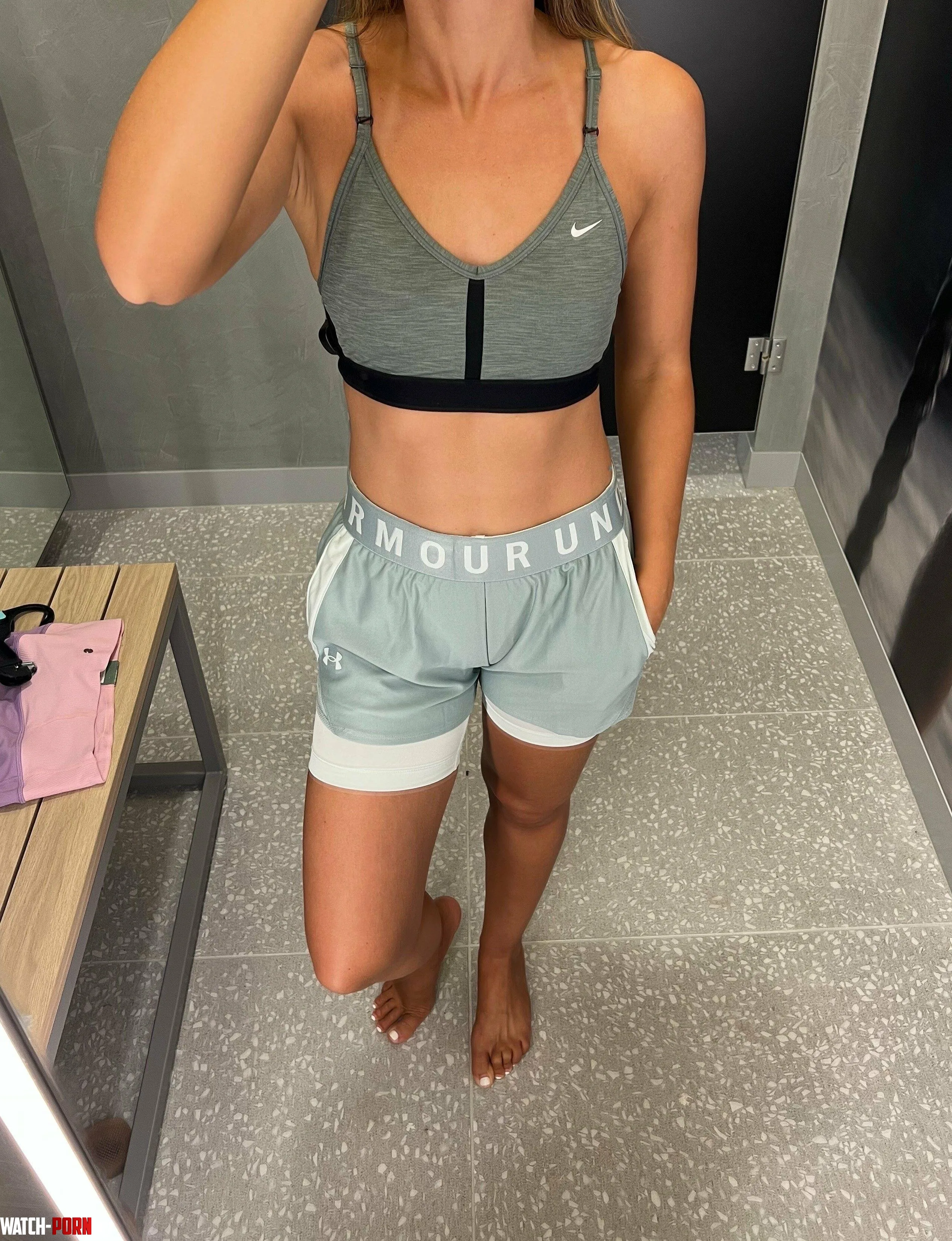 getting ready pre workout selfie done for you by scientist_hotwife