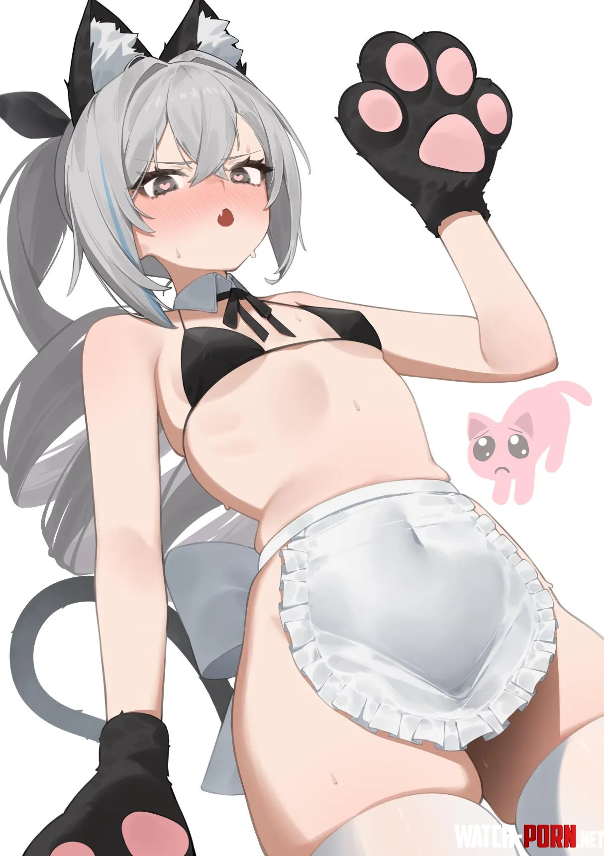 Skimpy Neko Silverwolf by Wattatopz