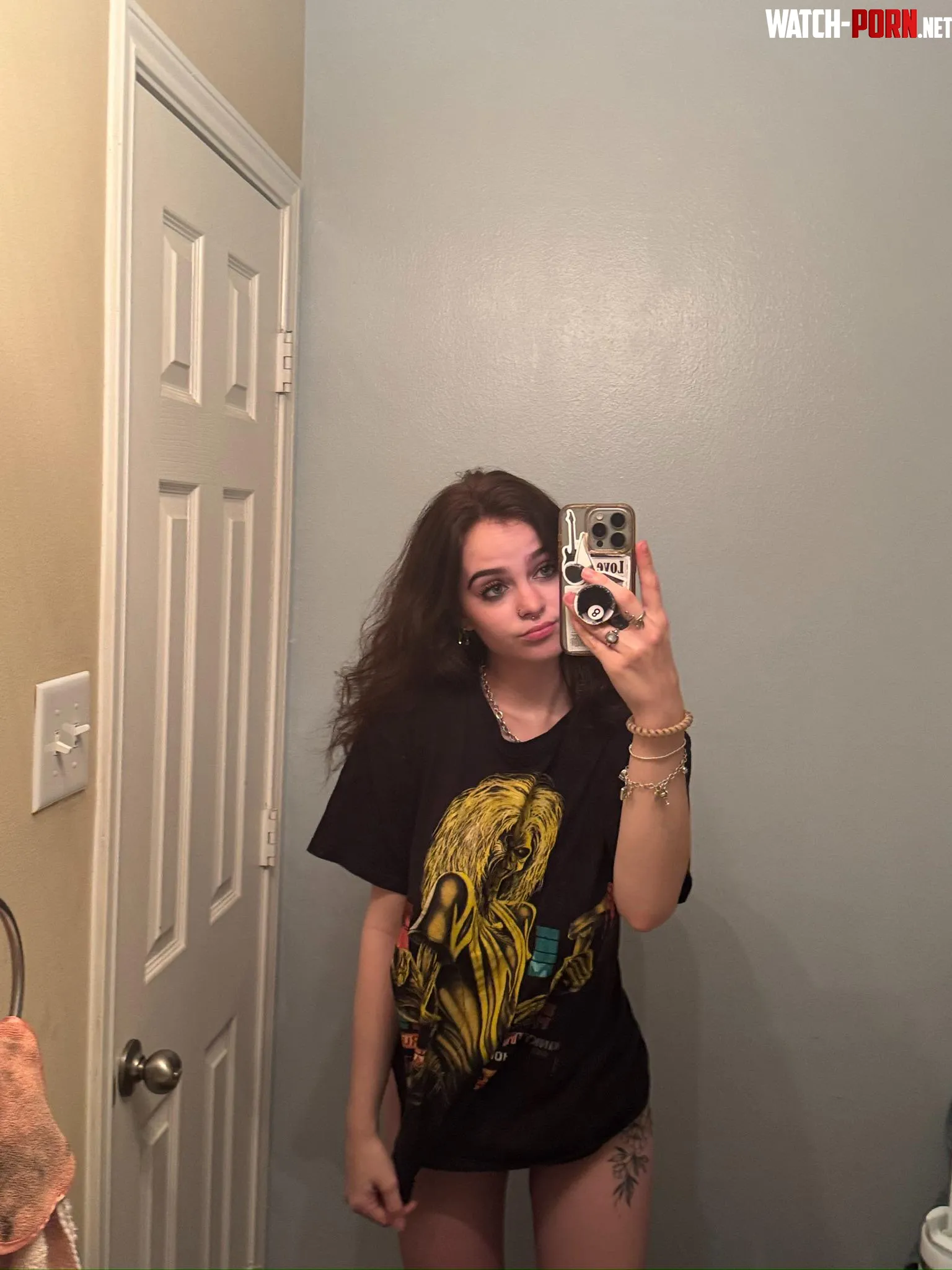 This shirt is a medium and look how oversized it is! at least I don't need pants haha by Subject-Narwhal-8396