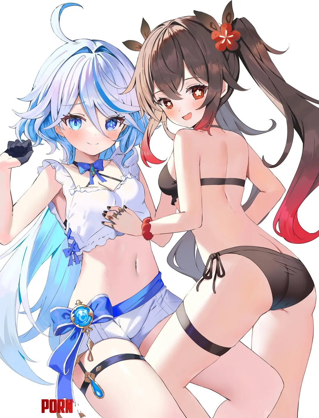 Swimsuit Furina & Hu Tao [Genshin Impact] by A_MASSIVE_PERVERT