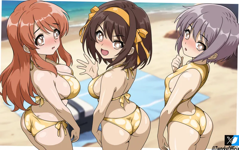 Thumbnail Joenier Presents T-works' Golden Bikinis in Ecchi Delight