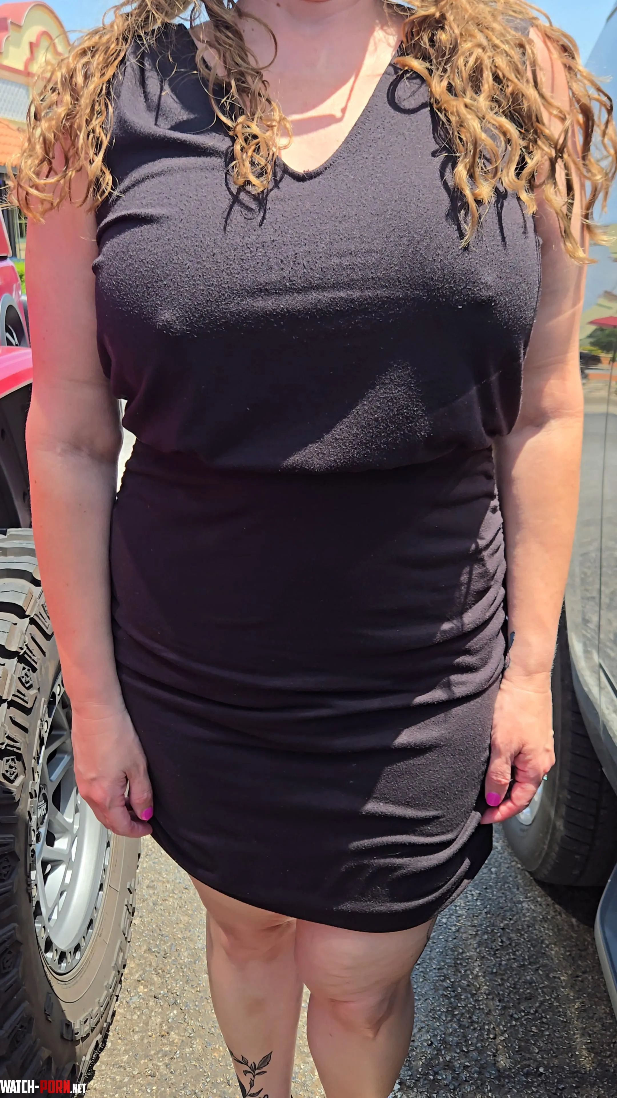 Little black dress... no bra (or panties) by Serious_Lab_9762