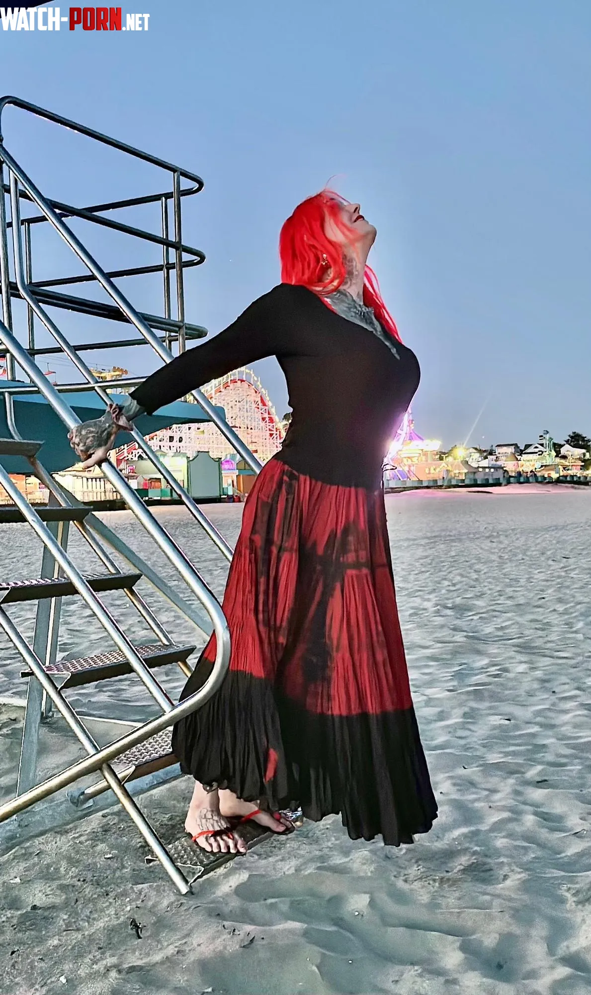 Goth girl on the beach by Desecr8or