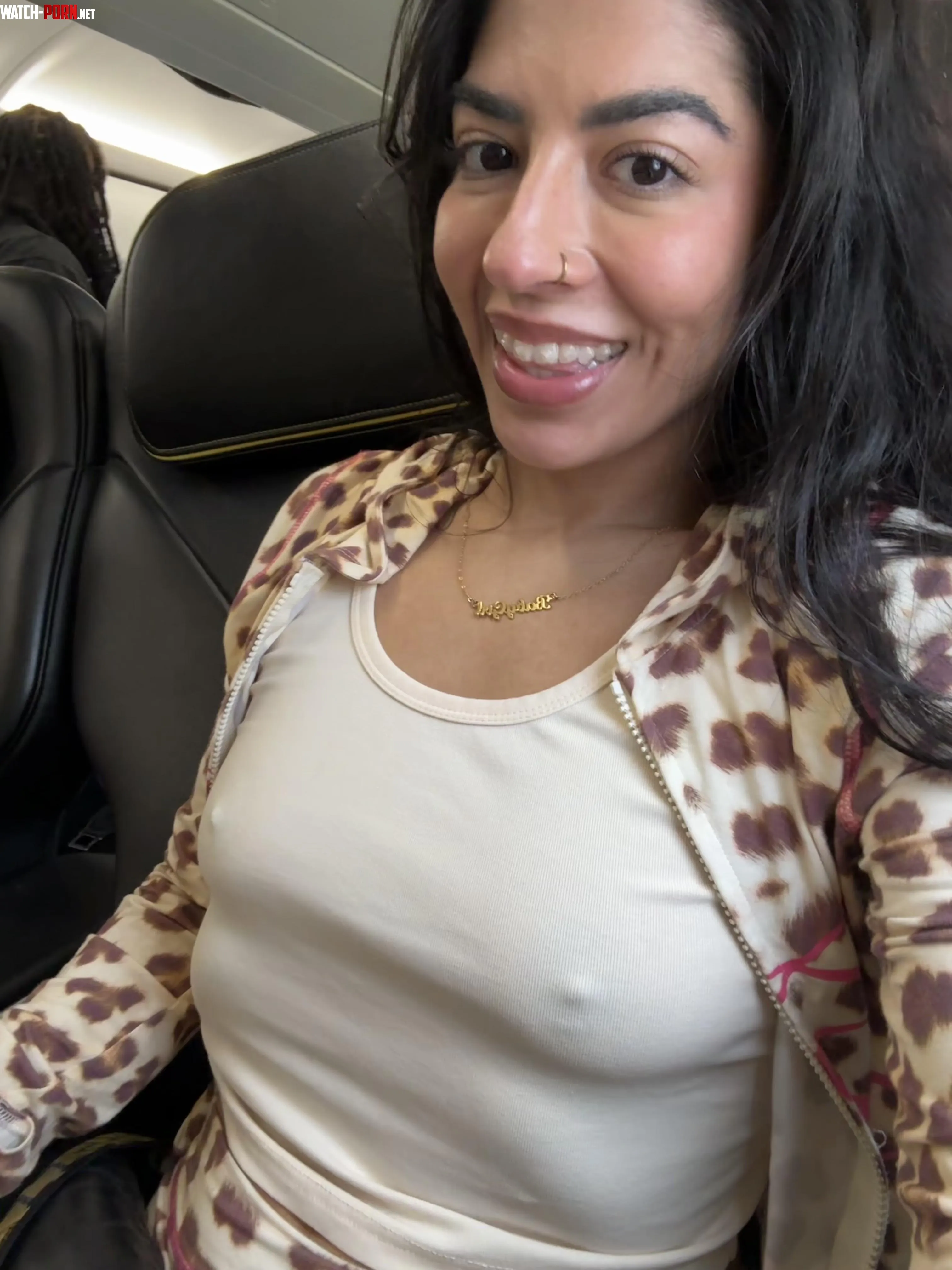 No bra on the airplane by Allthatjasmine7