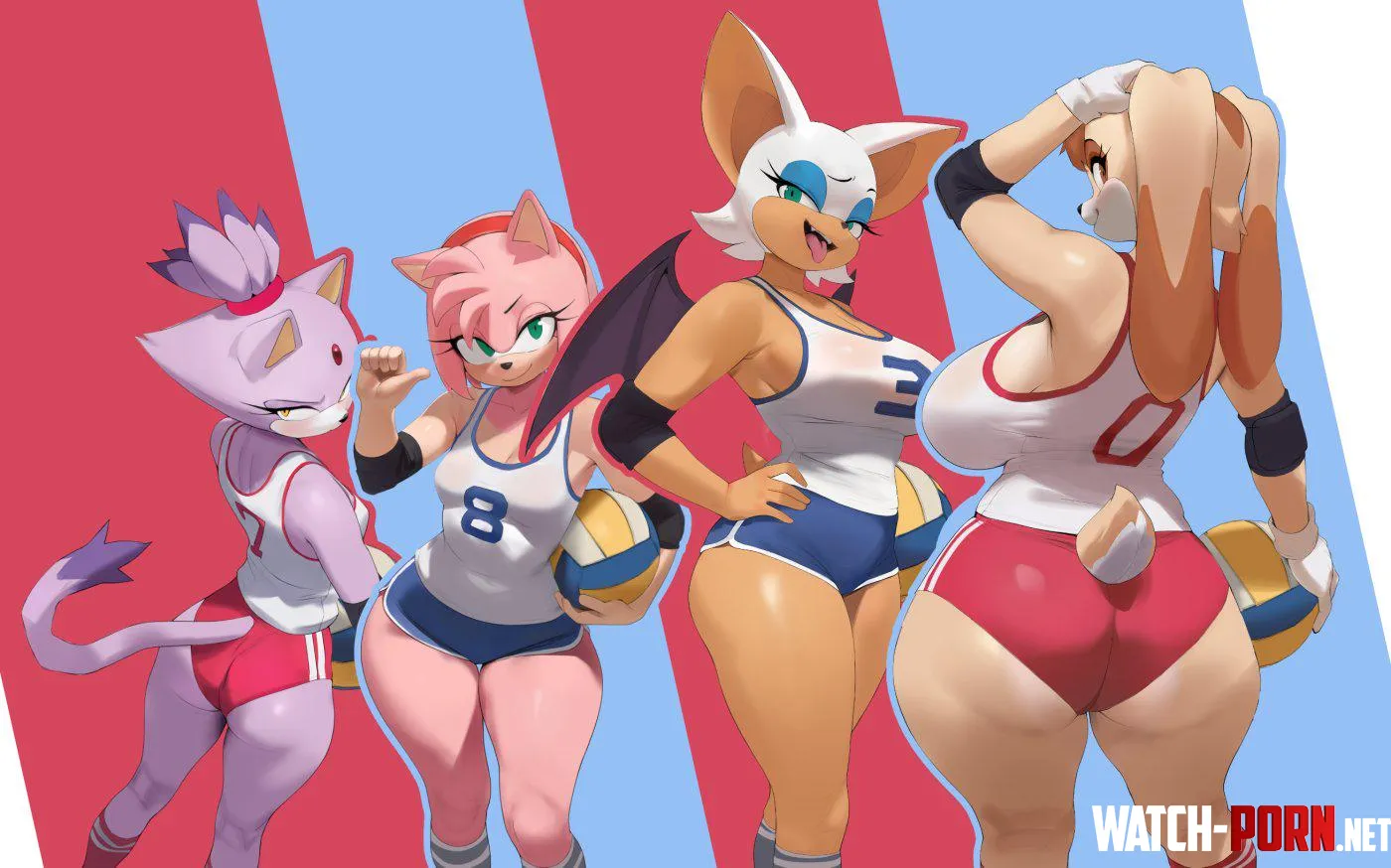 Vanilla, Rouge, Amy & Blaze ready to play some volleyball 🏐 by LafterMastr