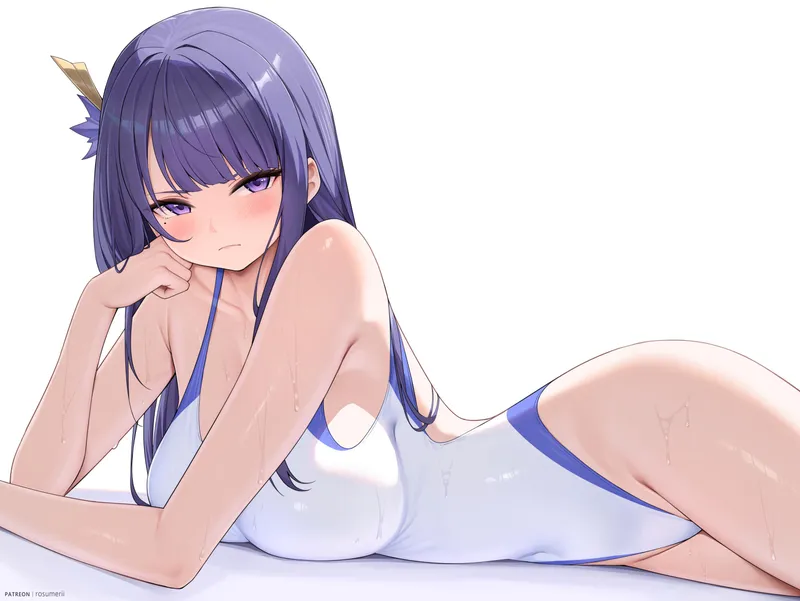Thumbnail Dive into Raiden's White Swimsuit by rosumerii - An Ecchi Fantasy