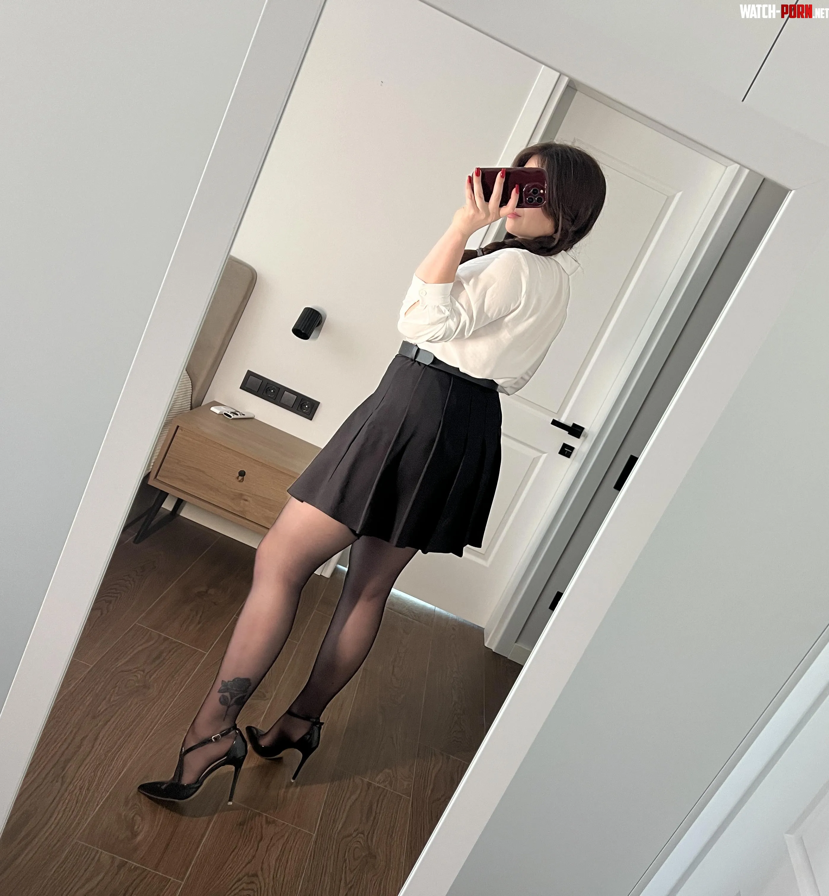 A little office chic with sheer perfection—these pantyhose complete the view just right. by AlinaRoseModel