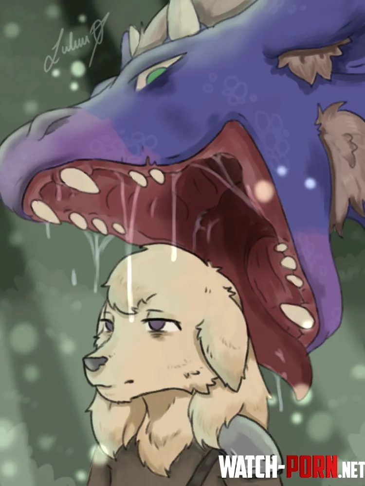 {image} Honey and the hungry lindworm [OCs made by me] [Soft vore] [Mawshot] by Brave_Pattern_796