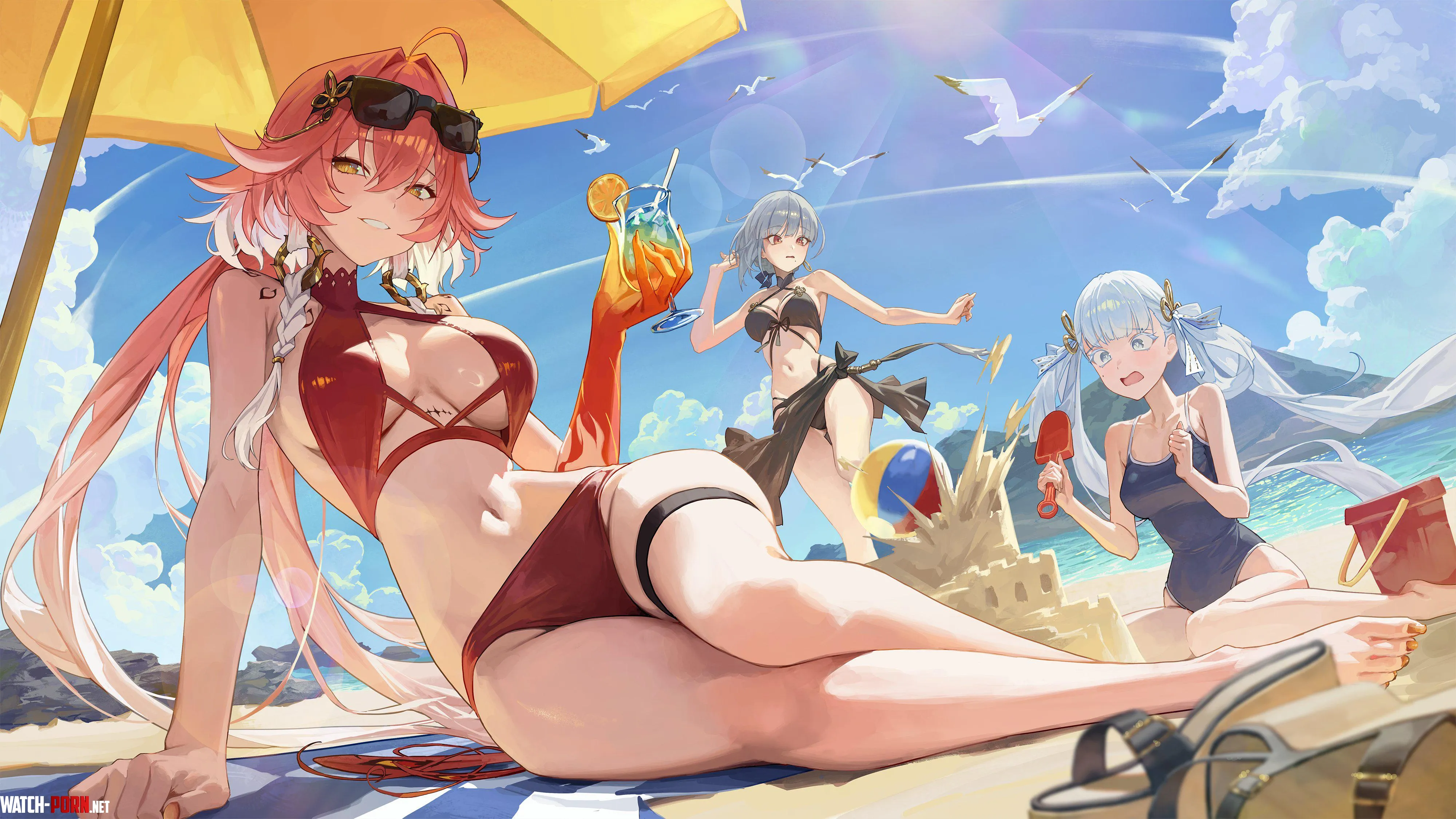 Girls at the beach by xSaviour_N