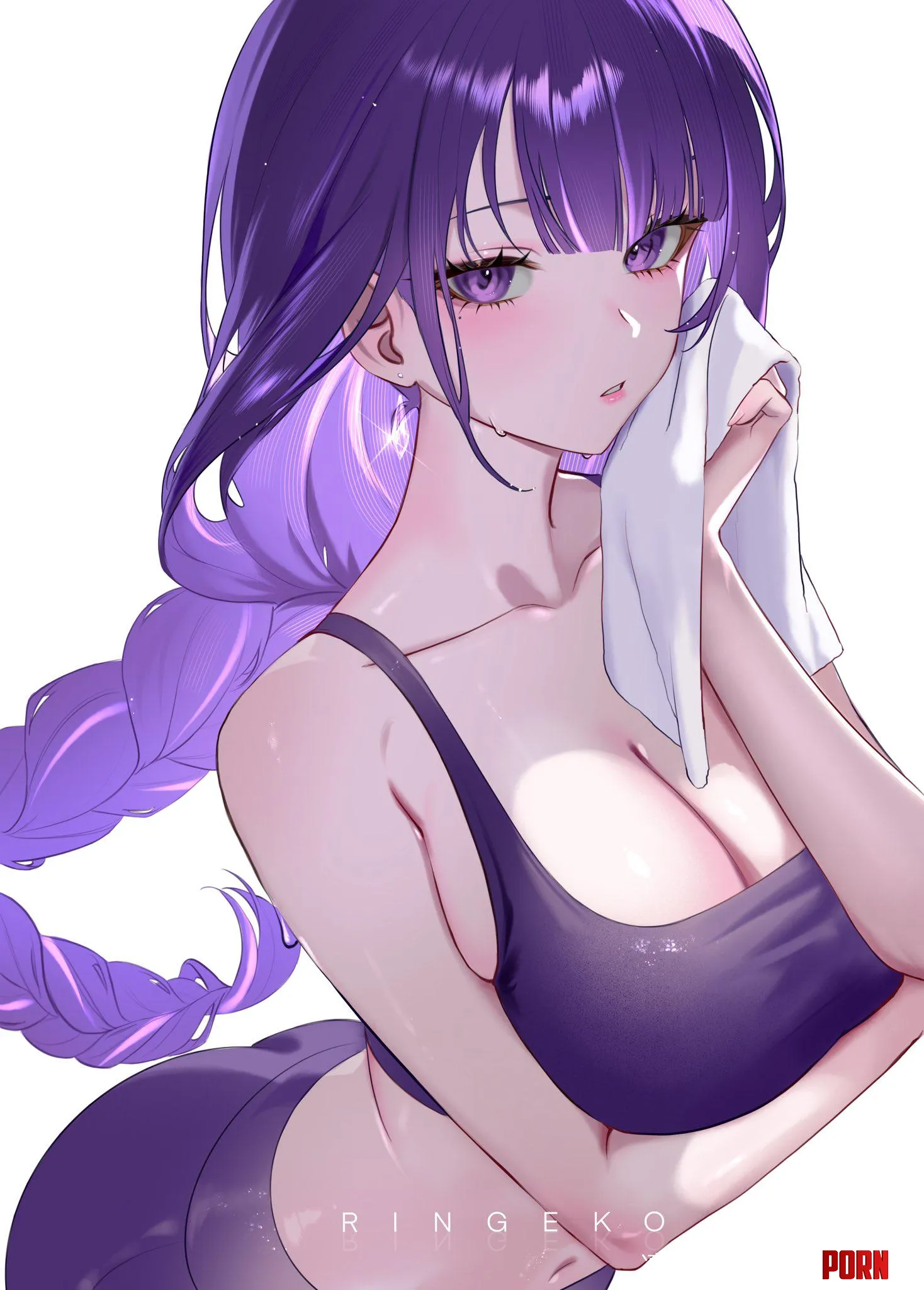 Raiden Ei with towel (Ringeko / ringeko_tan) [Genshin Impact] by elegantloveglimmer