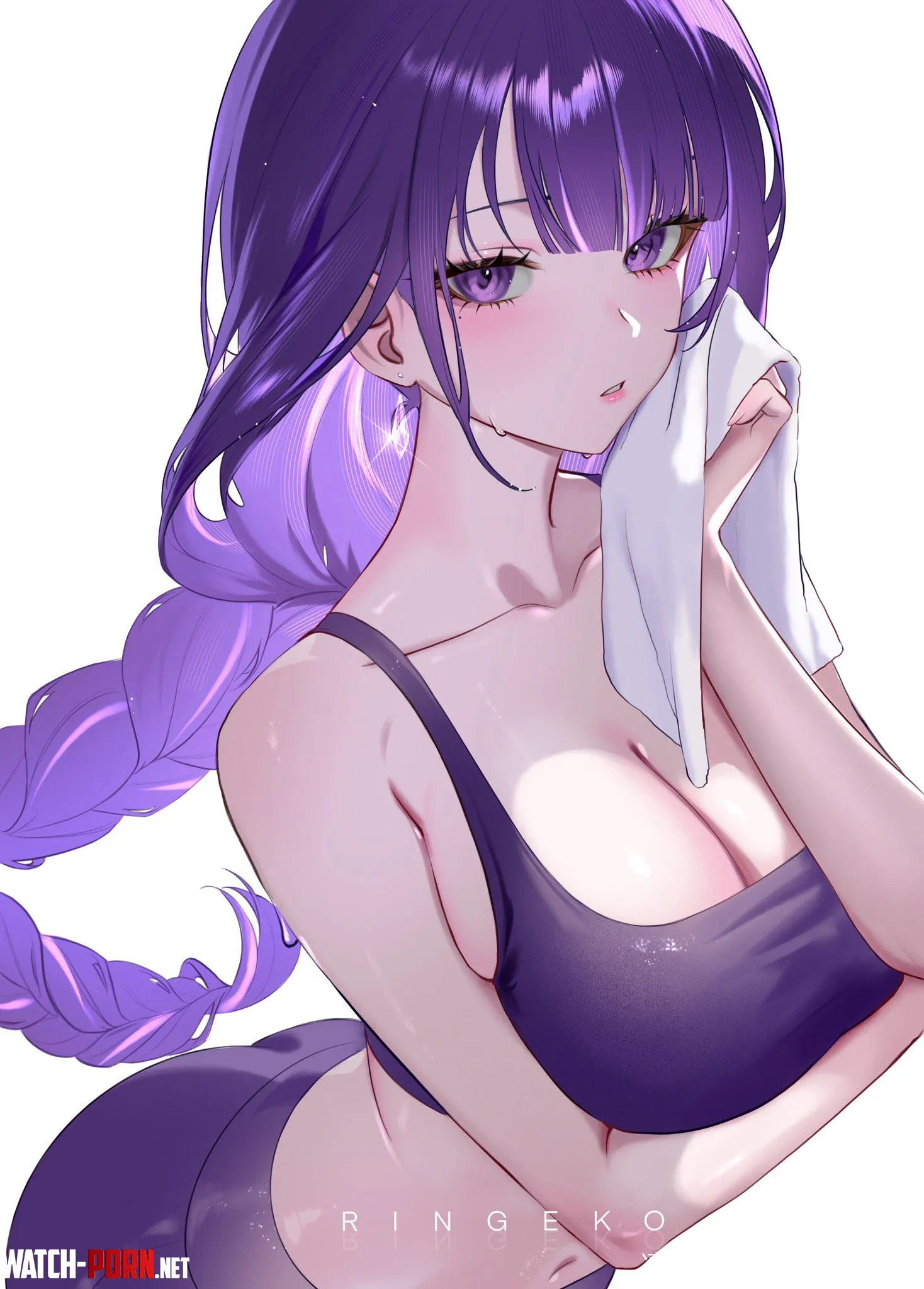 Raiden Ei with towel (Ringeko / ringeko_tan) by elegantloveglimmer