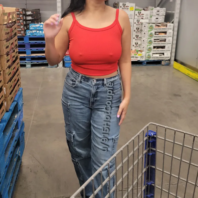 Thumbnail 915HotCouple Goes Braless: Sam's Shopping Adventure Unveiled
