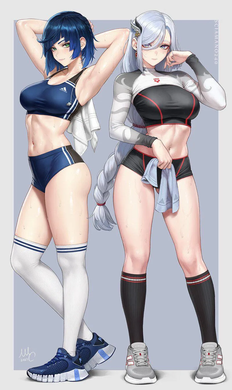 Thumbnail Yelan and Shenhe Artistry by KrazyK1989 | fitdrawngirls