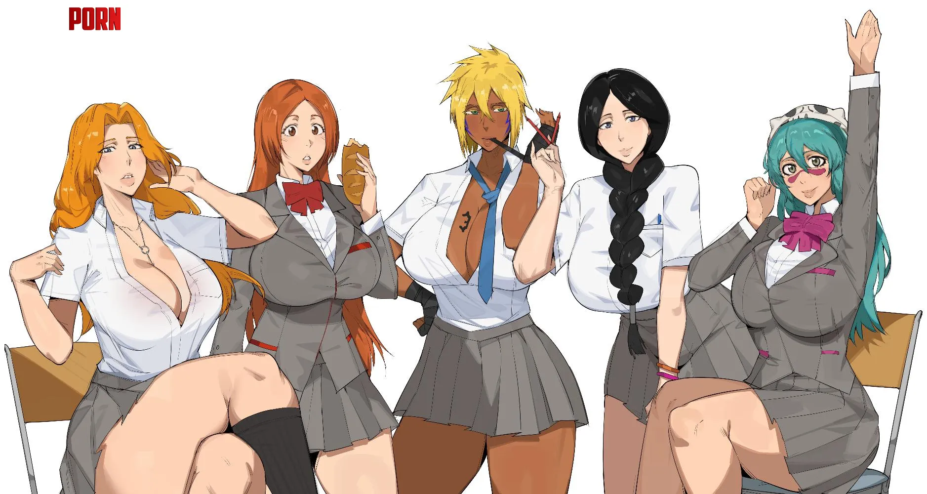 Harribel, Orhime, Unohana, Rangiku & Nelliel (OctoJuice) by MaskedFanaticX