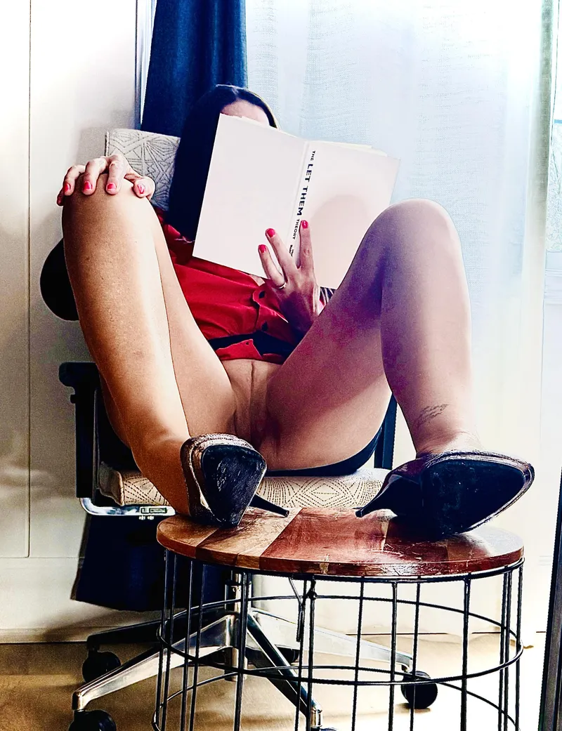 Thumbnail Unwind with a Little Light Reading on Pantyhose by SoleDependency