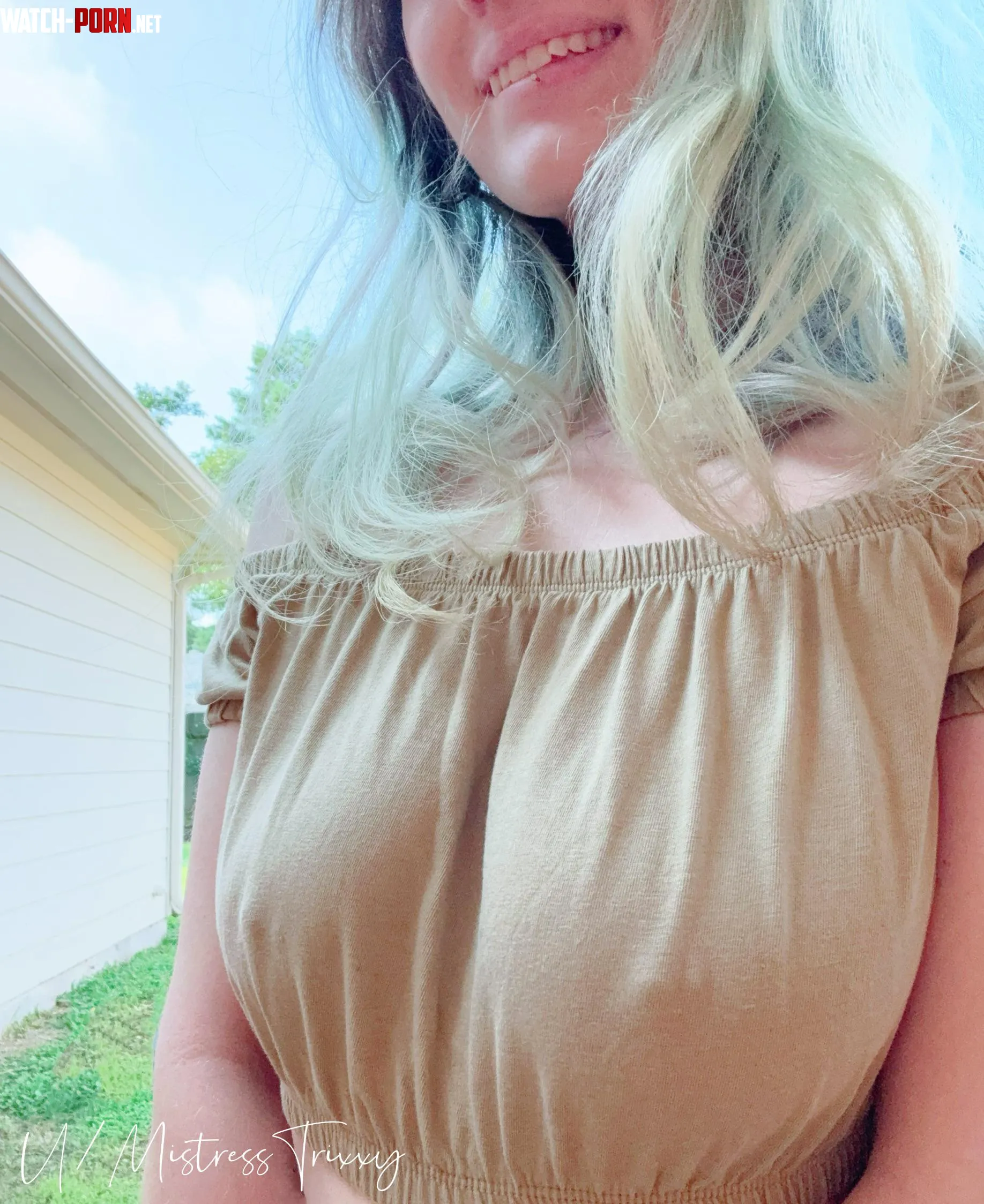 The neighbor waved… with both hands. Poor guy dropped his rake.🤭🤭 by MistressTrixxy