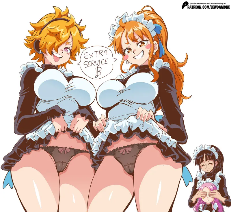 Thumbnail Lilith and Nami's Provocative Skirt Lift by A_MASSIVE_PERVERT | thighdeology