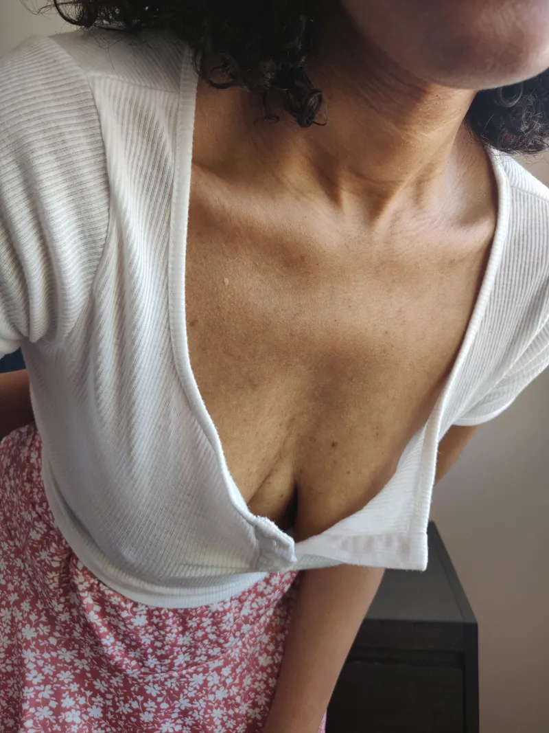 Thumbnail Embrace Sheer Elegance: No Bra with a Thin White Top by eff-oh-ex
