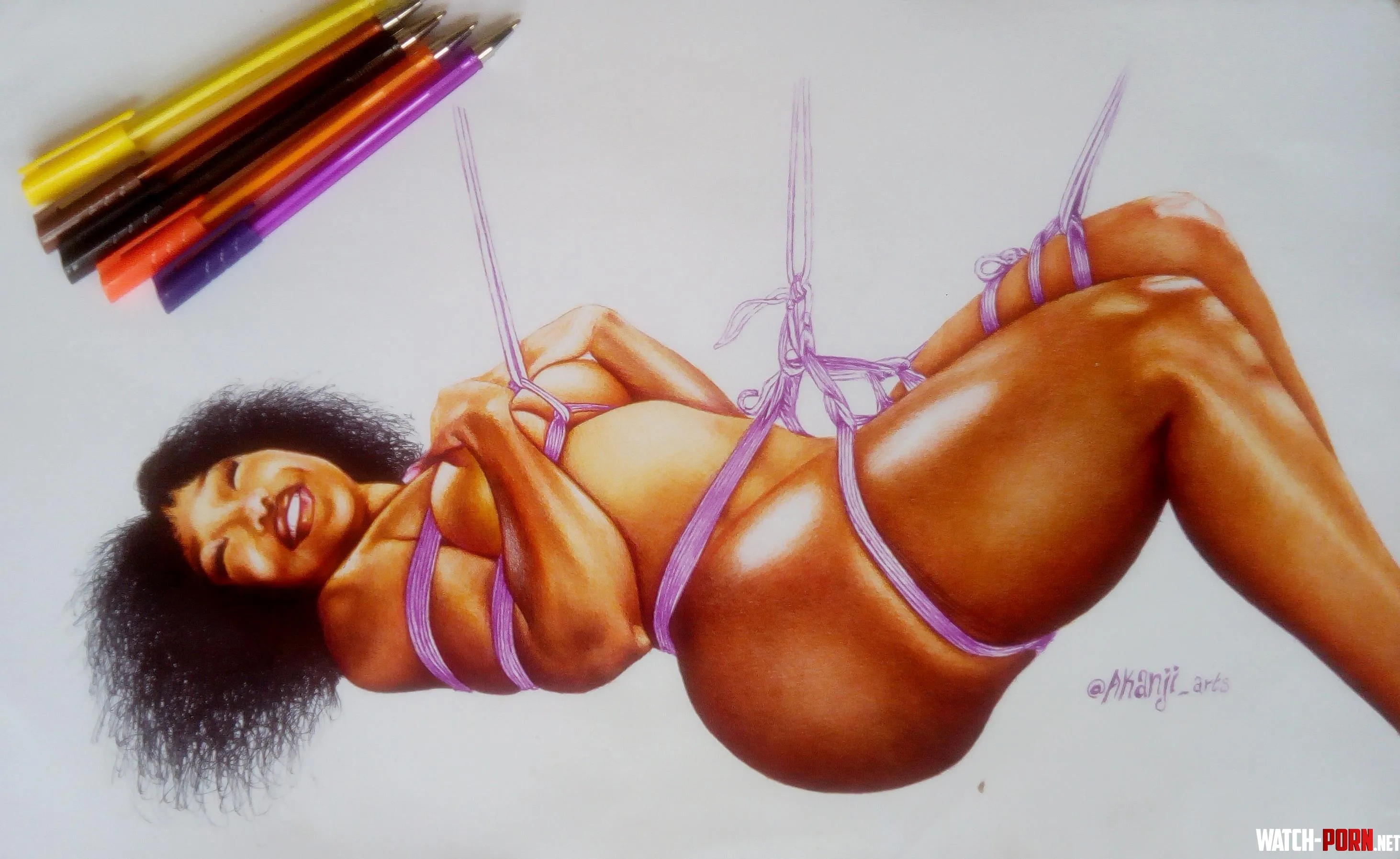 bondage art done with ballpoint pen on paper by akanji_arts