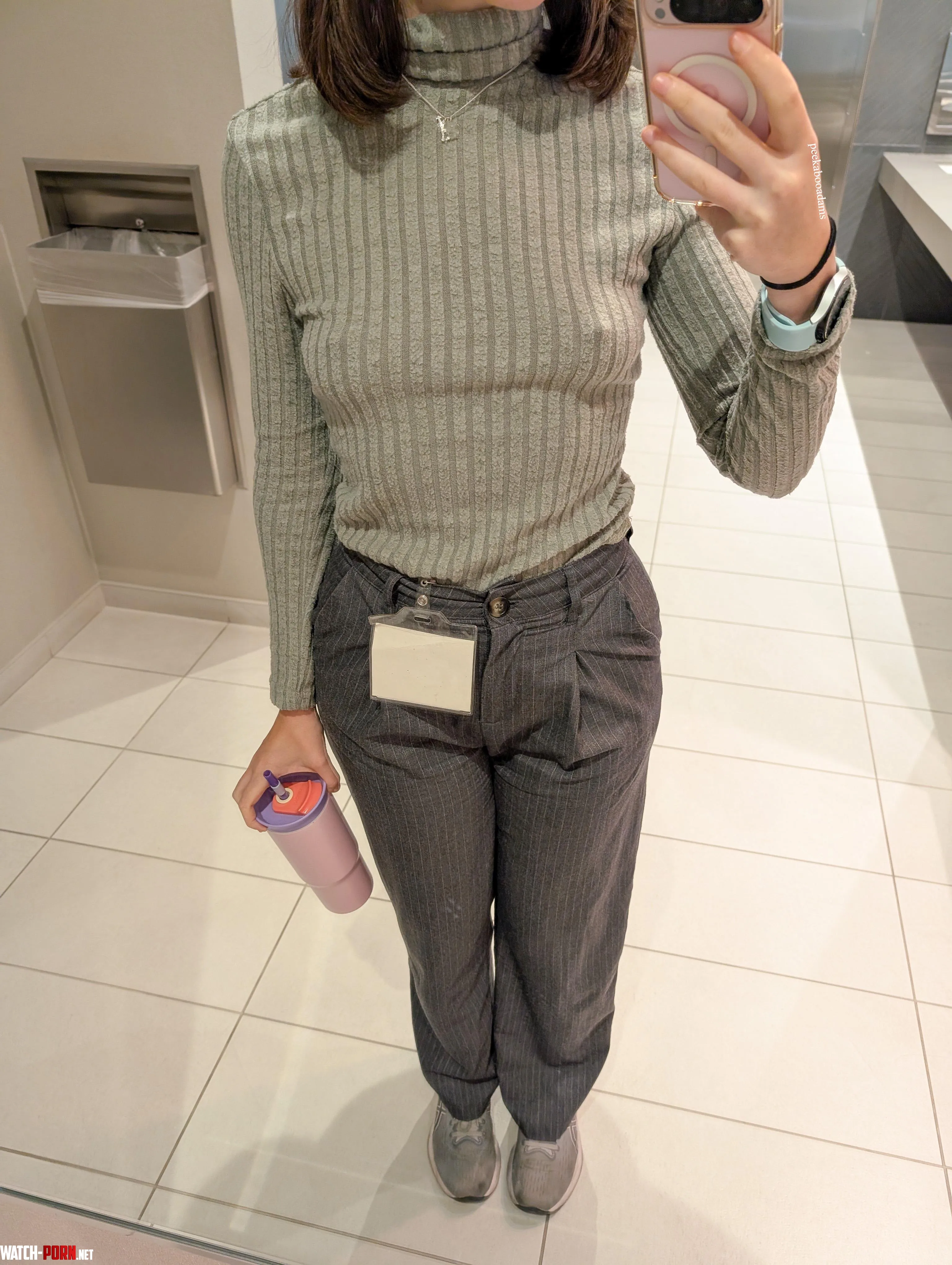 Rainy summer days call for thin sweaters in the office by peekabooadams