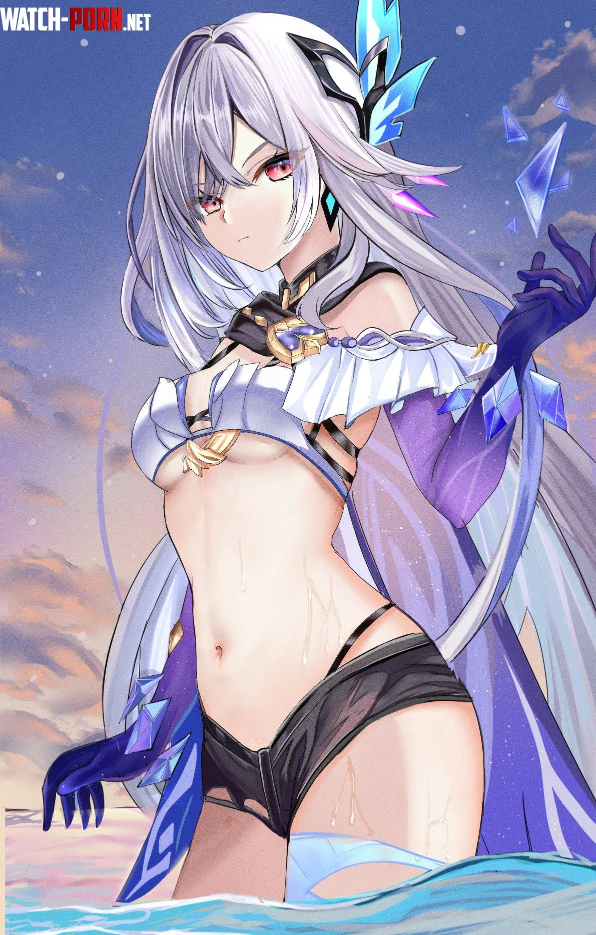 Skirk's wet tummy [Genshin Impact] by marxsander2016