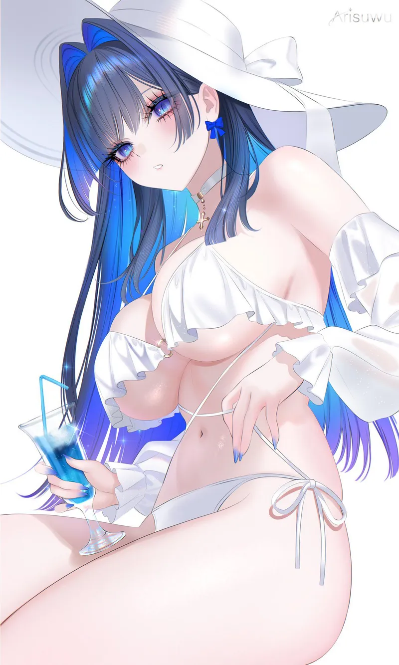 Thumbnail Sultry Swim: Kronii in Bikini and Sun Hat by elegantloveglimmer
