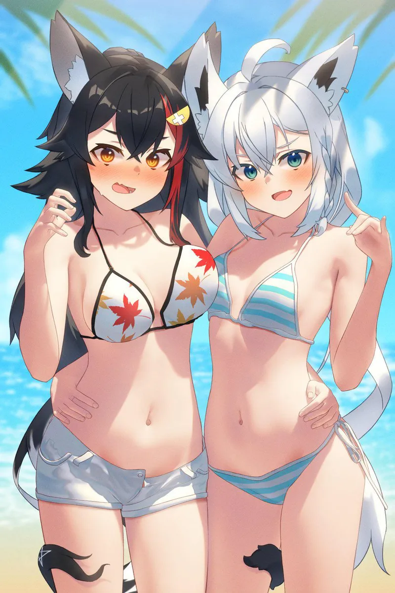 Thumbnail Captivating Beach Photo of Mio and Fubuki [Hololive] | Author: A_MASSIVE_PERVERT