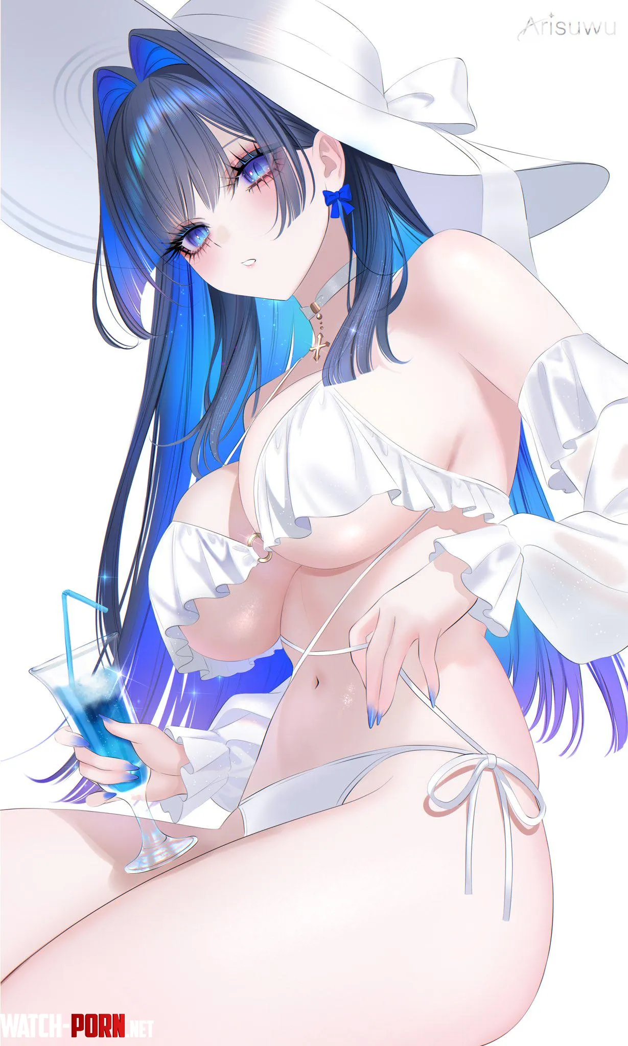 Kronii in bikini and sun hat (Arisuwu) [Hololive] by elegantloveglimmer