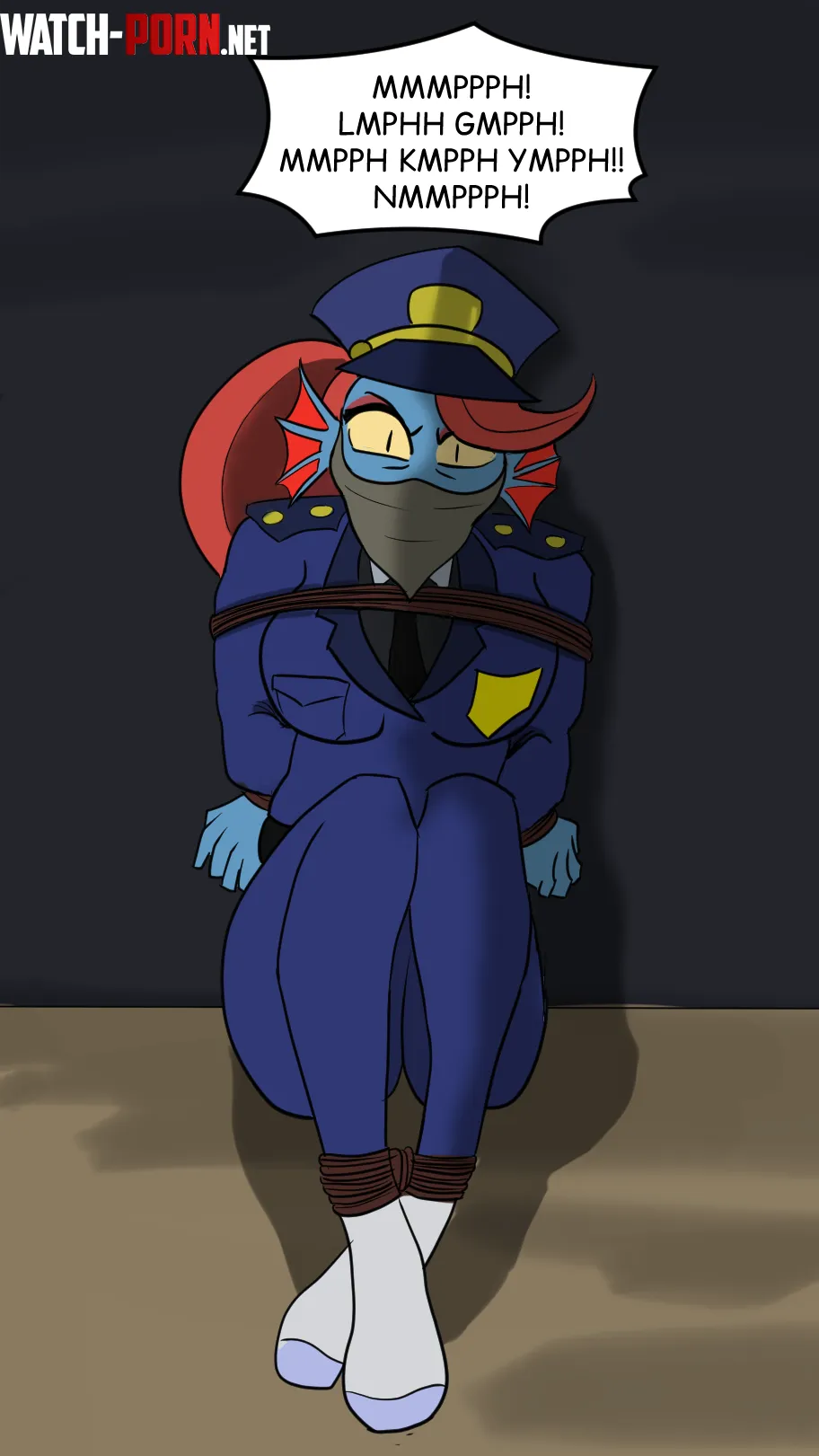 [Undyne] Officer bound and gagged [oc] by Cartoonishvillain96