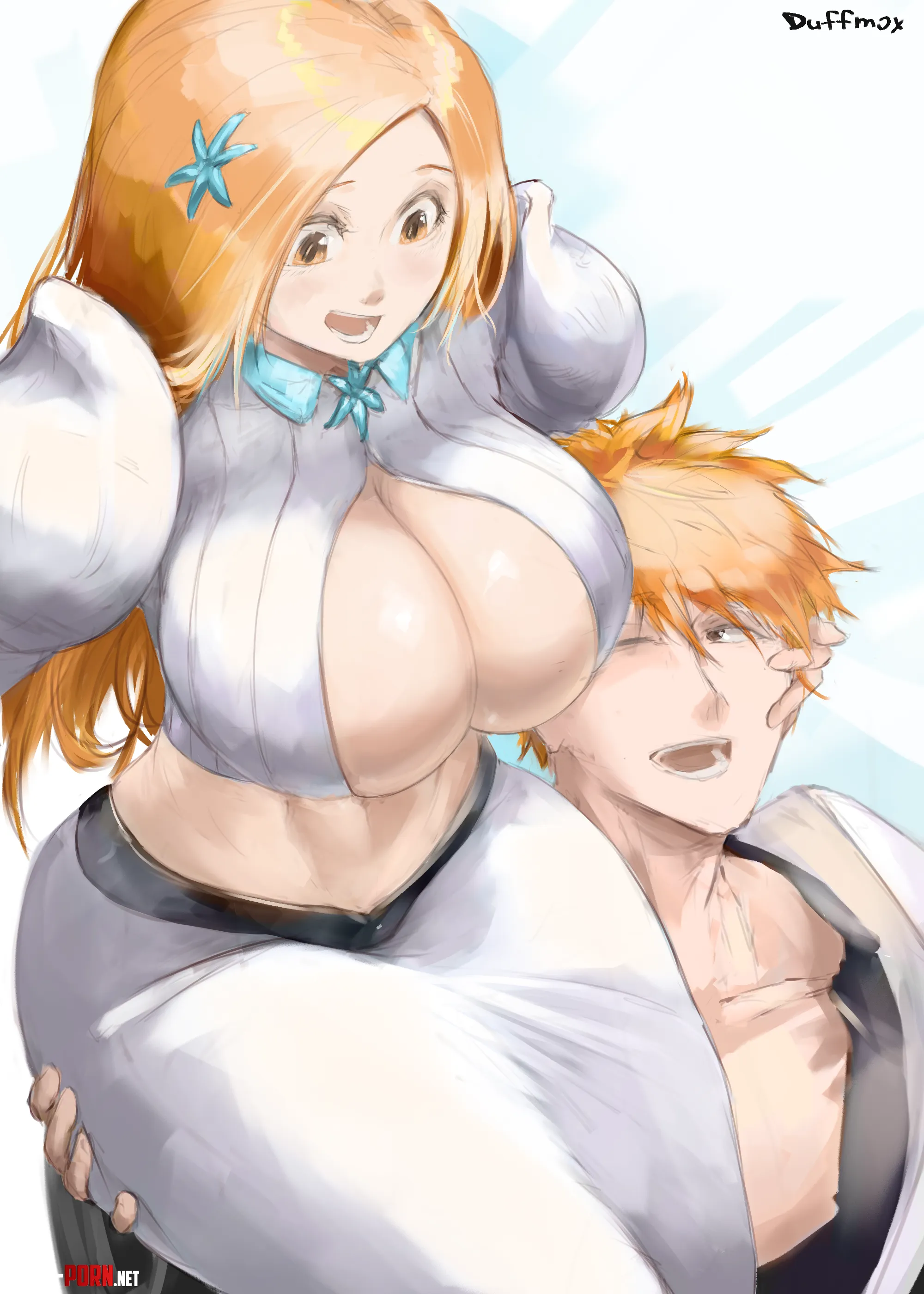 Orihime on Ichigo's shoulder [Bleach] by LafterMastr