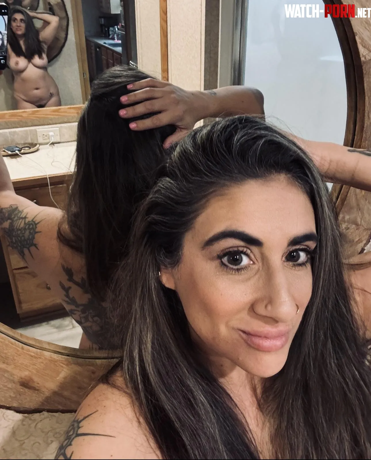 A Good Morning Double Mirror Sexy Selfie by FullBushHotwife