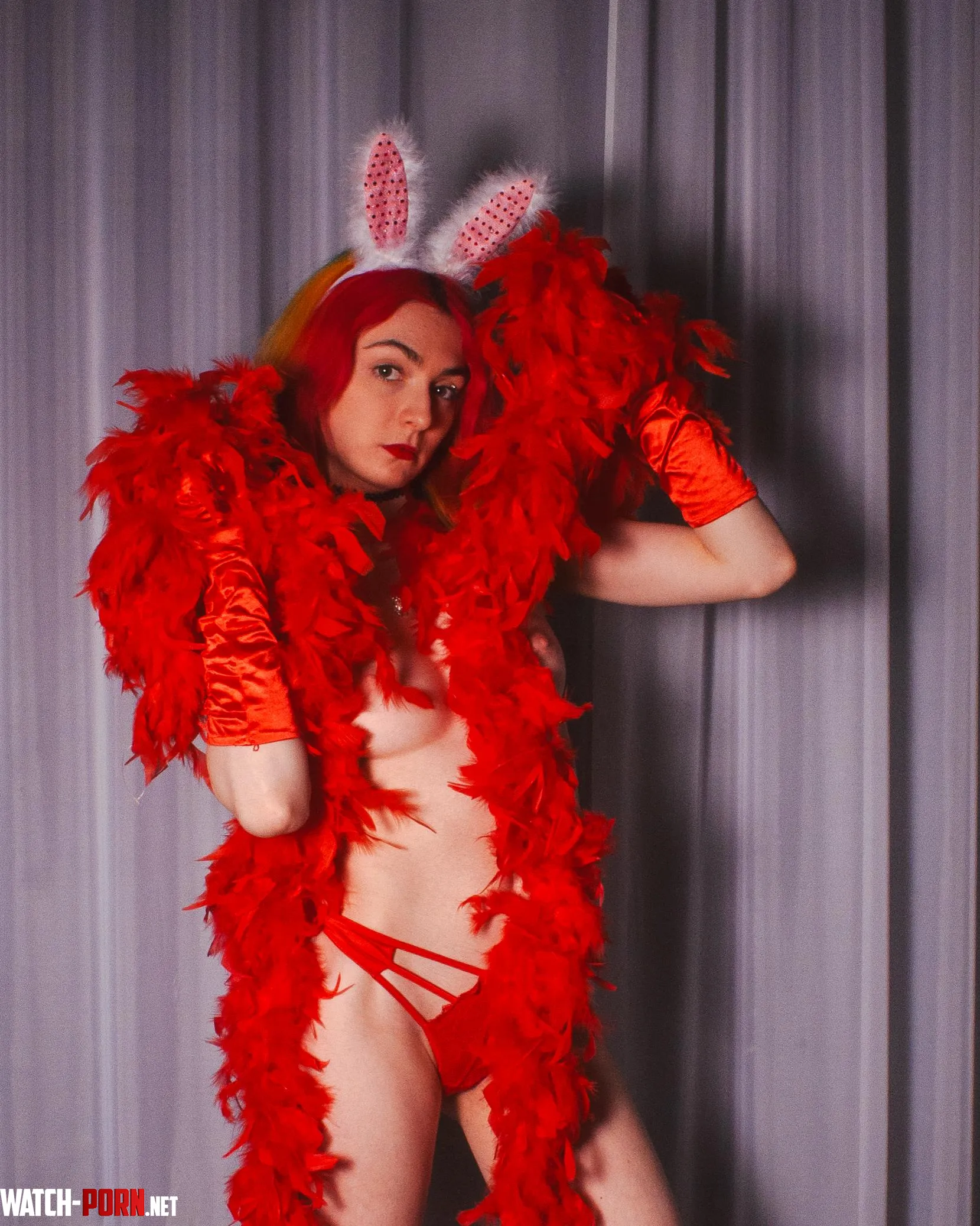 red feather boa by LilyBlack1001