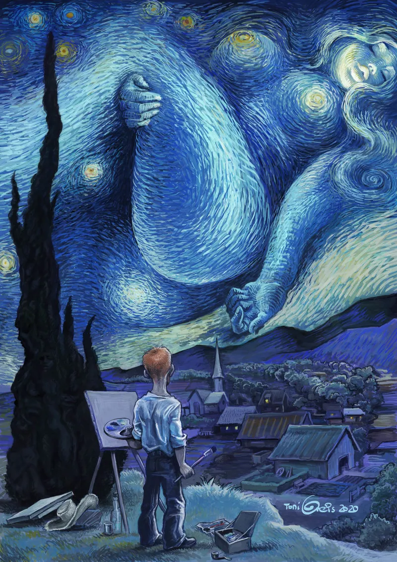 Thumbnail Vincent Van Gogh's The Starry Night (Toni Greis)[Classical Painting] by jaxspider