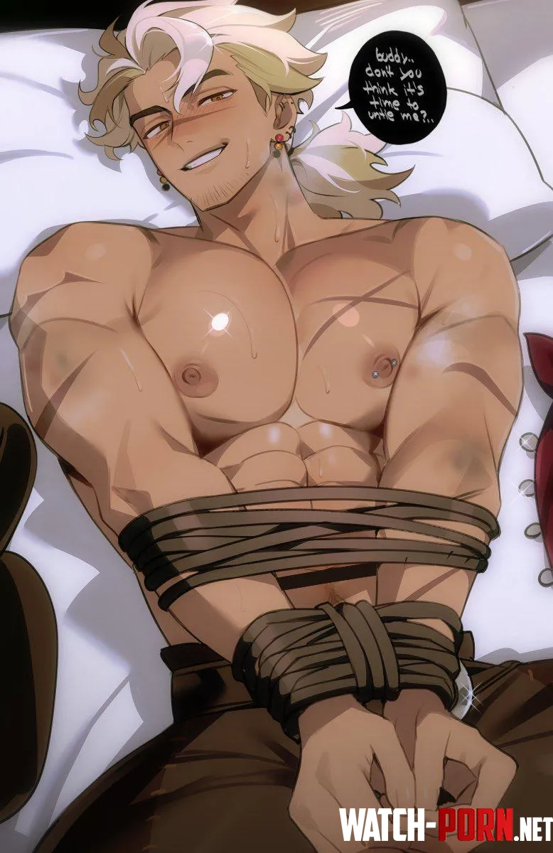 I would absolutely love to be tied up like this. by Bara_lover69