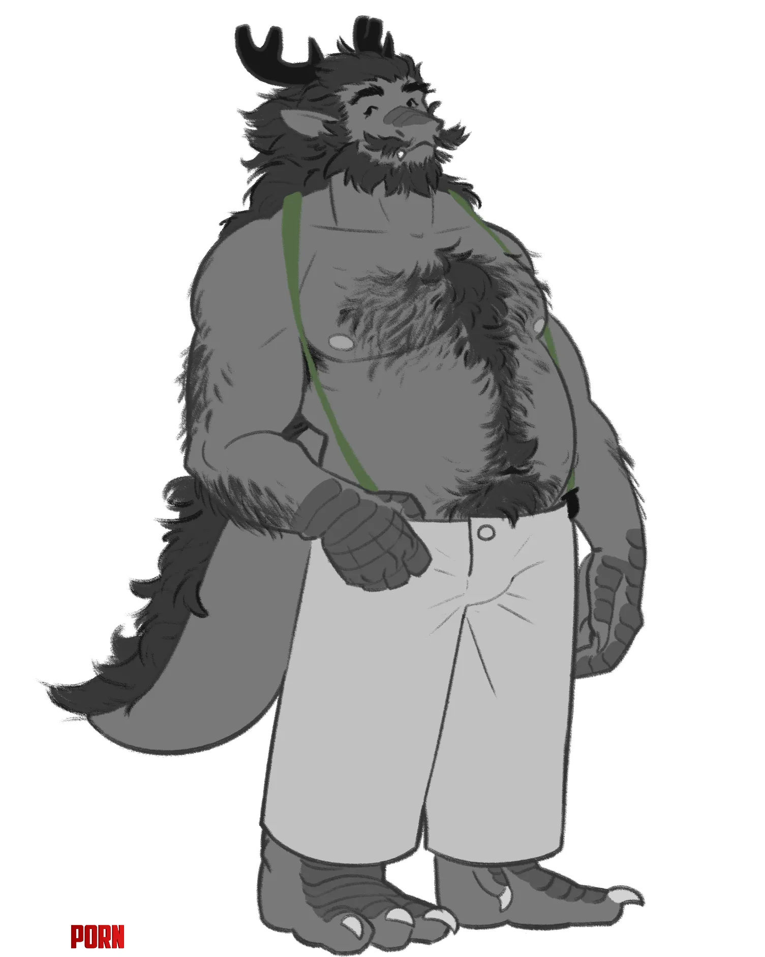 [OC] The dragon wearing pants and suspenders by SwampsisterNSFW