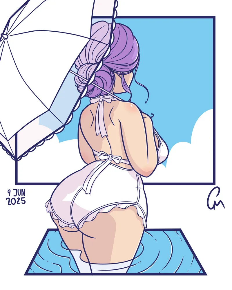 Thumbnail OC Blossom Swimsuit Art by createmistakes in thick_hentai Category