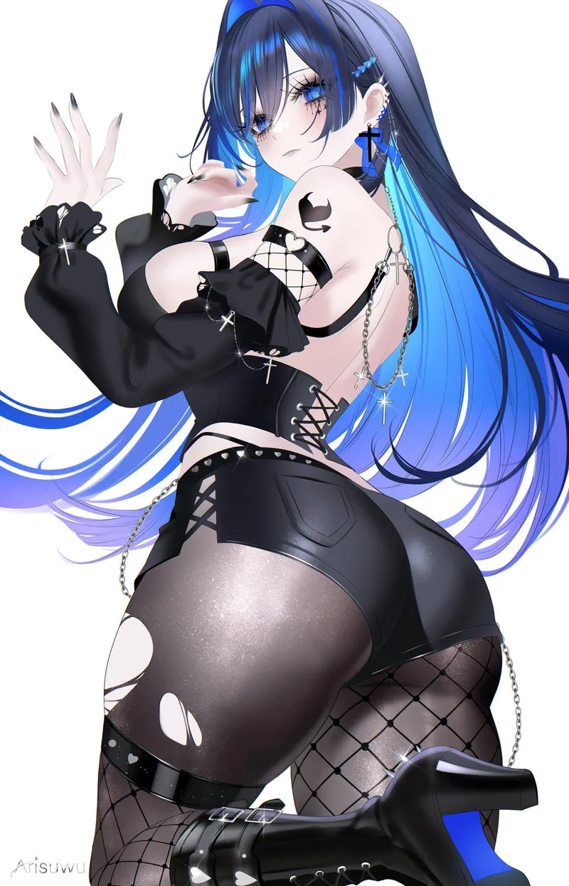 Thumbnail Elegantloveglimmer Features Kronii in Cross-Laced Clothes from Hololive