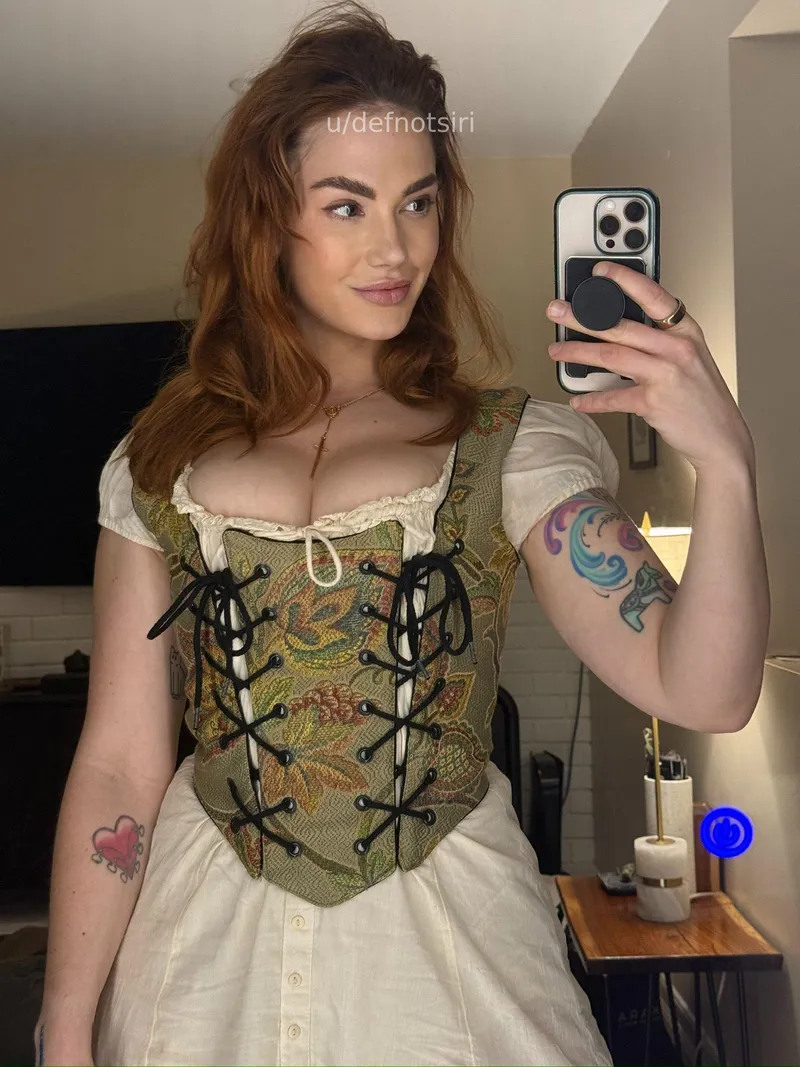 Thumbnail Defnotsiri Unveils a Refined Ren Faire Outfit with Cleavage